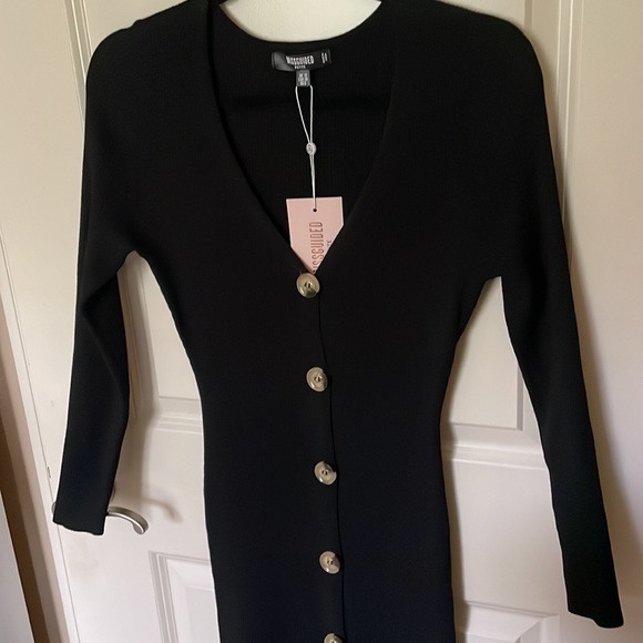 MissGuided Tall Rib Button Front Knit Midi Dress - Picture 2 of 6